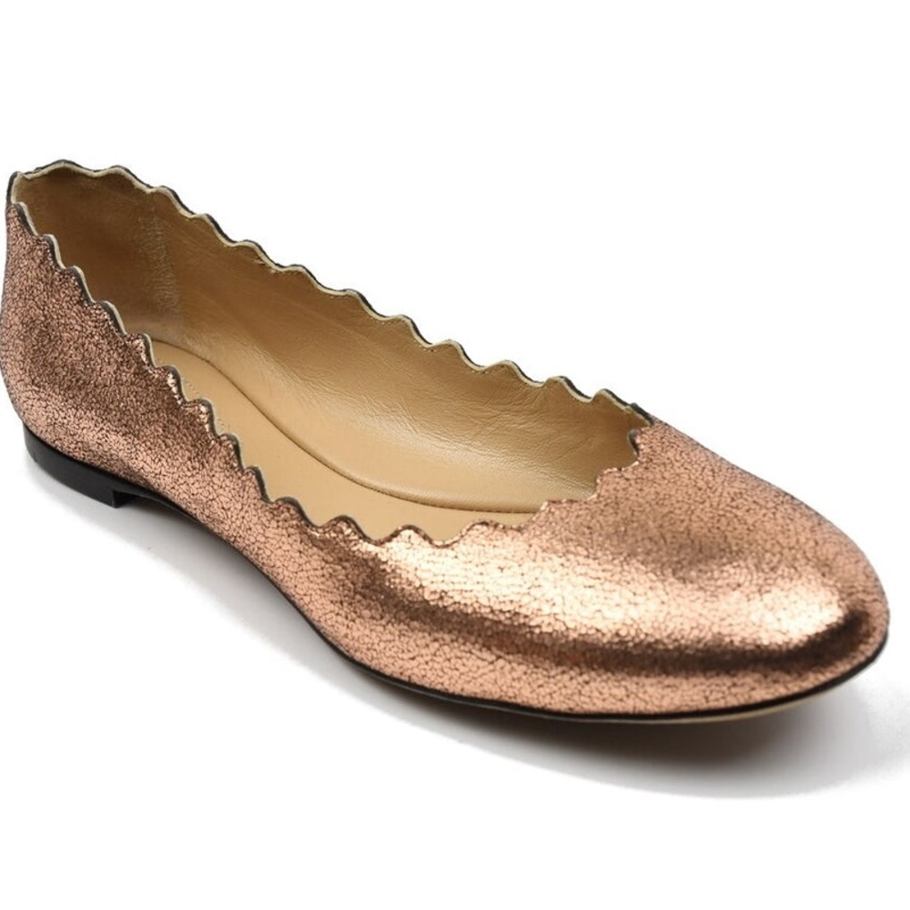 CHLOE Pink Gold Lauren Ballerines